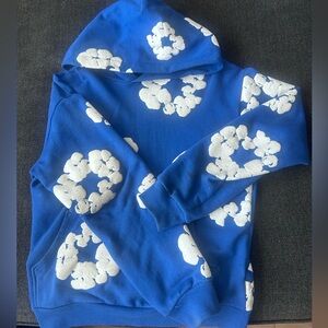 Blue and White Men's Hoodie